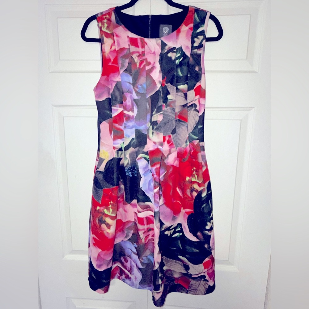 Vince Camuto fit-and-flare floral print dress.
